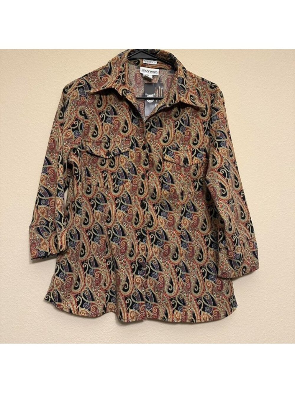 Vintage Appàrenza Paisley Pattern Button Blouse
